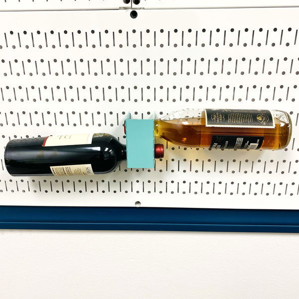 Dual Wine Bottle Holder for Pegboard or Slot Board