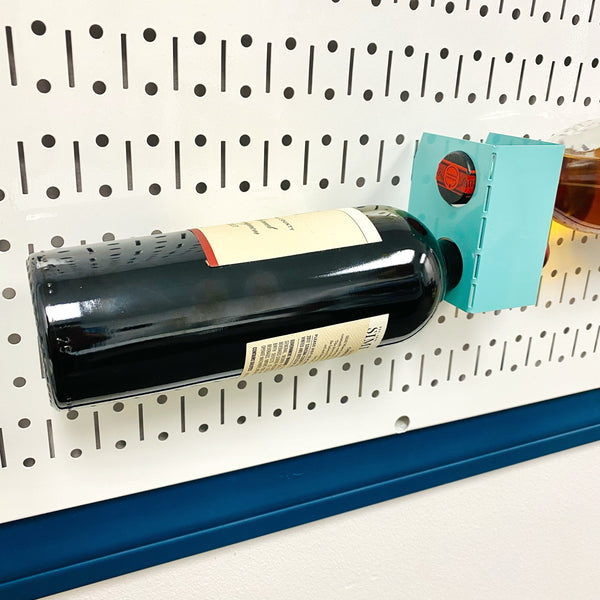 Dual Wine Bottle Holder for Pegboard or Slot Board