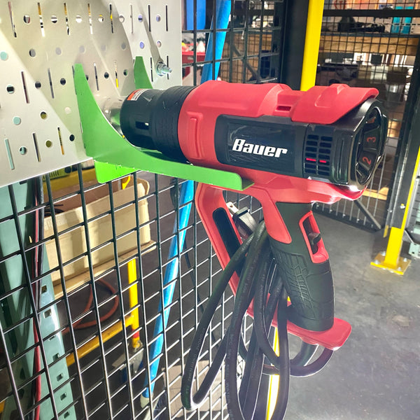 Heat Gun Hanger Flipped for Pegboard or Slot Board